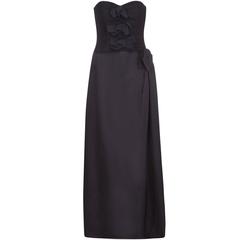 1980s YSL Strapless Black Dress with Bow Details 5