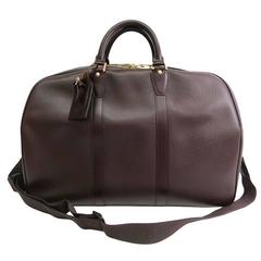 Louis Vuitton Brown Leather Men's Weekender Travel Duffle Bag