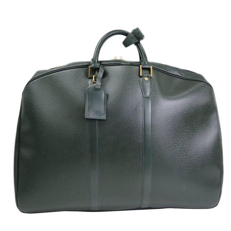 Louis Vuitton Dark Green Leather Men''s Weekender Travel Duffle Bag