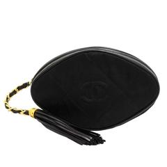 Vintage Chanel Black Quilted Nylon Fringe Mini Pouch Clutch 5