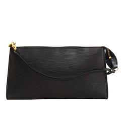 Louis Vuitton Pochette Accessories Black Epi Leather Hand Bag
