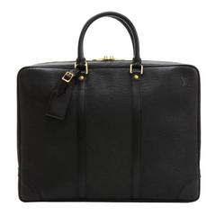 Vintage Louis Vuitton Porte Document Voyage Black Epi Leather Brief Case Bag