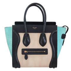 Celine Tricolor Micro Gepäcktasche Handtasche aus gekrispeltem Leder und Wildleder
