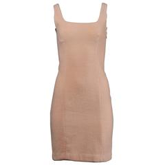 Gianni Versace Couture Retro 1990s Pale Pink Chenille Body Con Dress