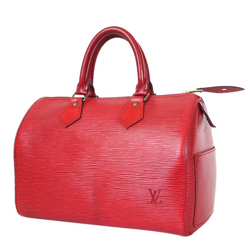 Vintage Louis Vuitton Red Epi Speedy 25 City Tote Bag