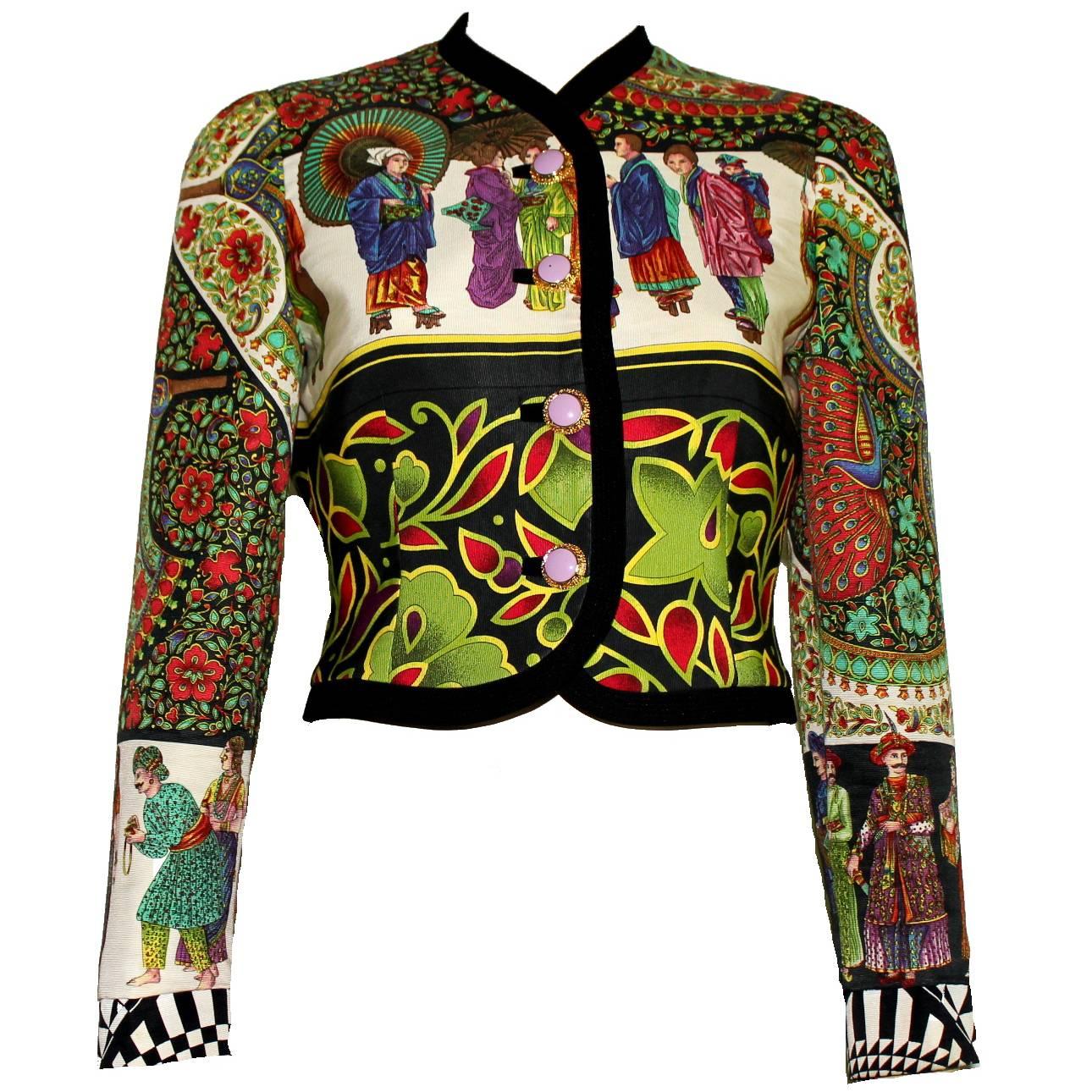 Rare 1992 Gianni Versace Couture Printed Silk Jacket