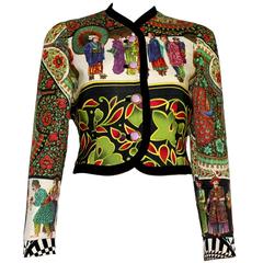 Rare 1992 Gianni Versace Couture Printed Silk Jacket