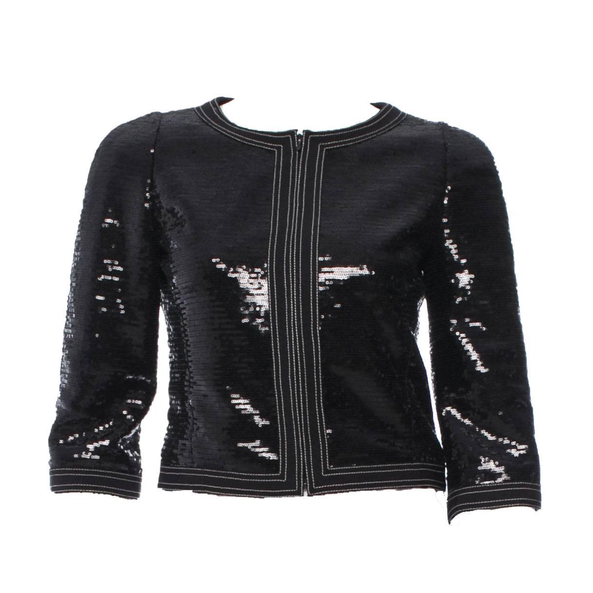 Amazing Chanel Black Sequin Jacket