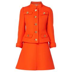 Vintage Courrèges haute couture orange dress and jacket, circa 1968