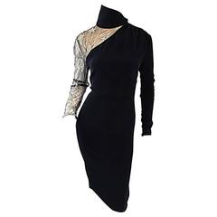 Vintage Bob Mackie schwarz Pailletten Nude Illusion Silber Pailletten 'Stern' Kleid 4 - 6
