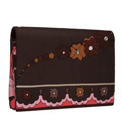 1960's Emilio Pucci Brown and Pink Printed Silk Clutch 5