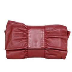 Furla Burgundy Leather Bow Clutch