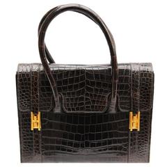 Stunning Hermes Drag "Cacao" Handbag 1980