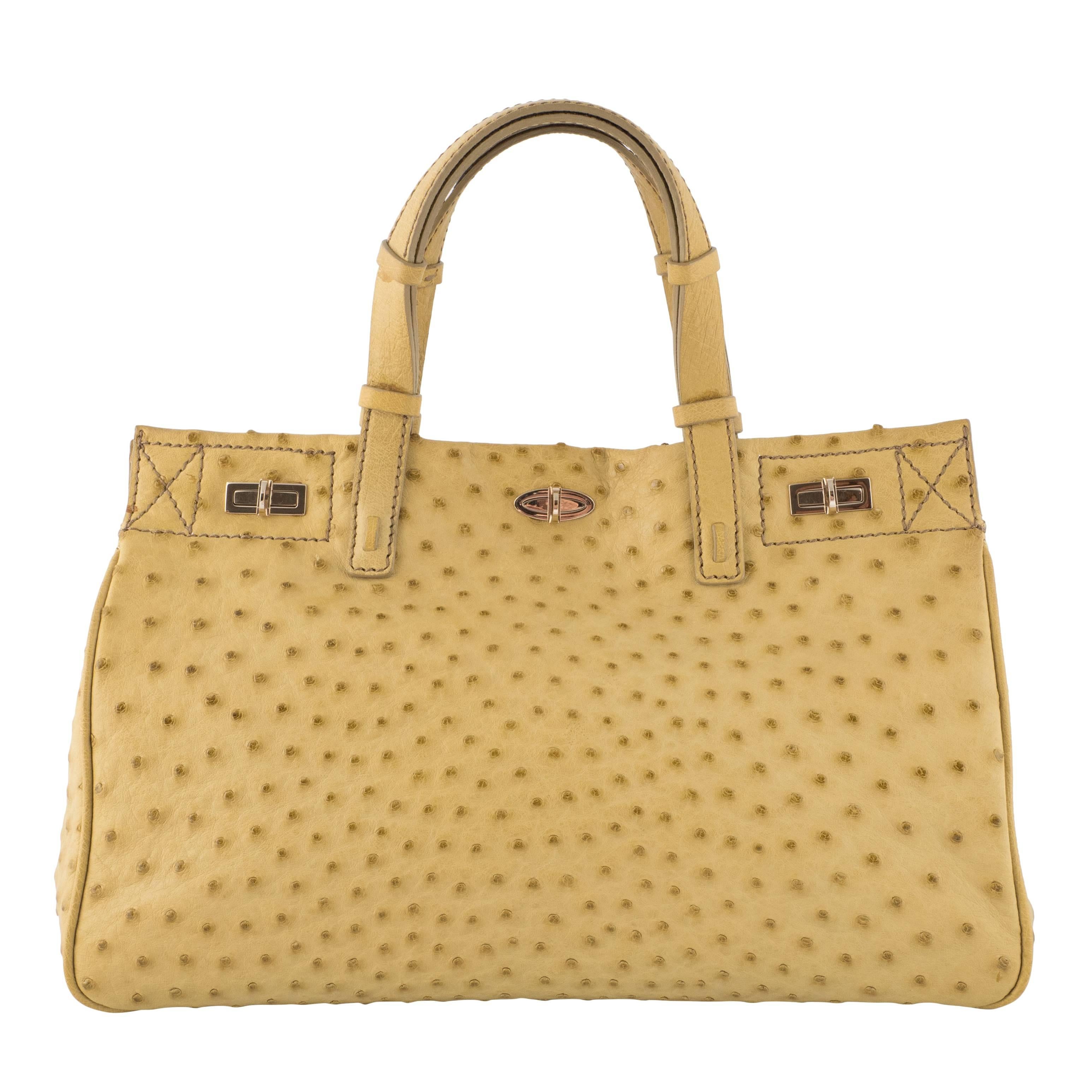 VBH Vault Media Lime Ostrich Top Handle Tote