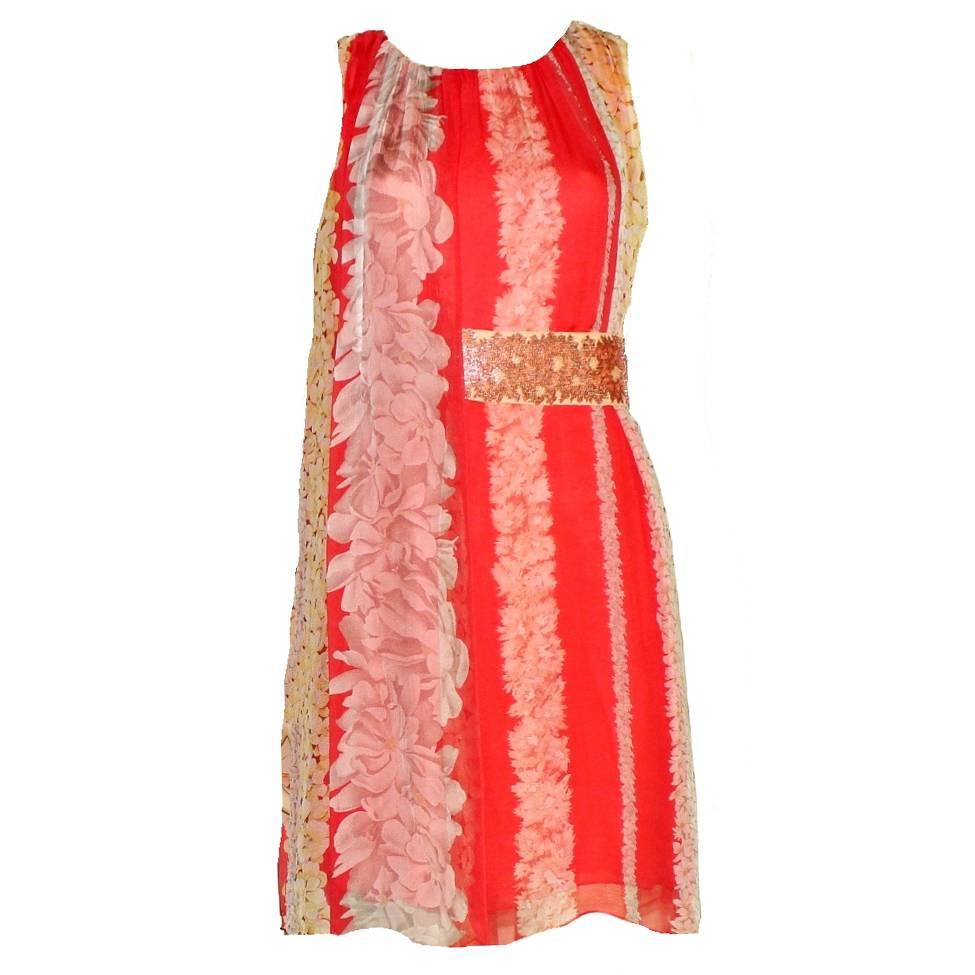 Missoni Floral Silk Dress with Embroidered Belt