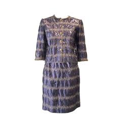 70s CHANEL silk lame Jacket and skirt 1