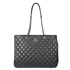 Black Chanel Quilted Leather 30 CM Tote Bag