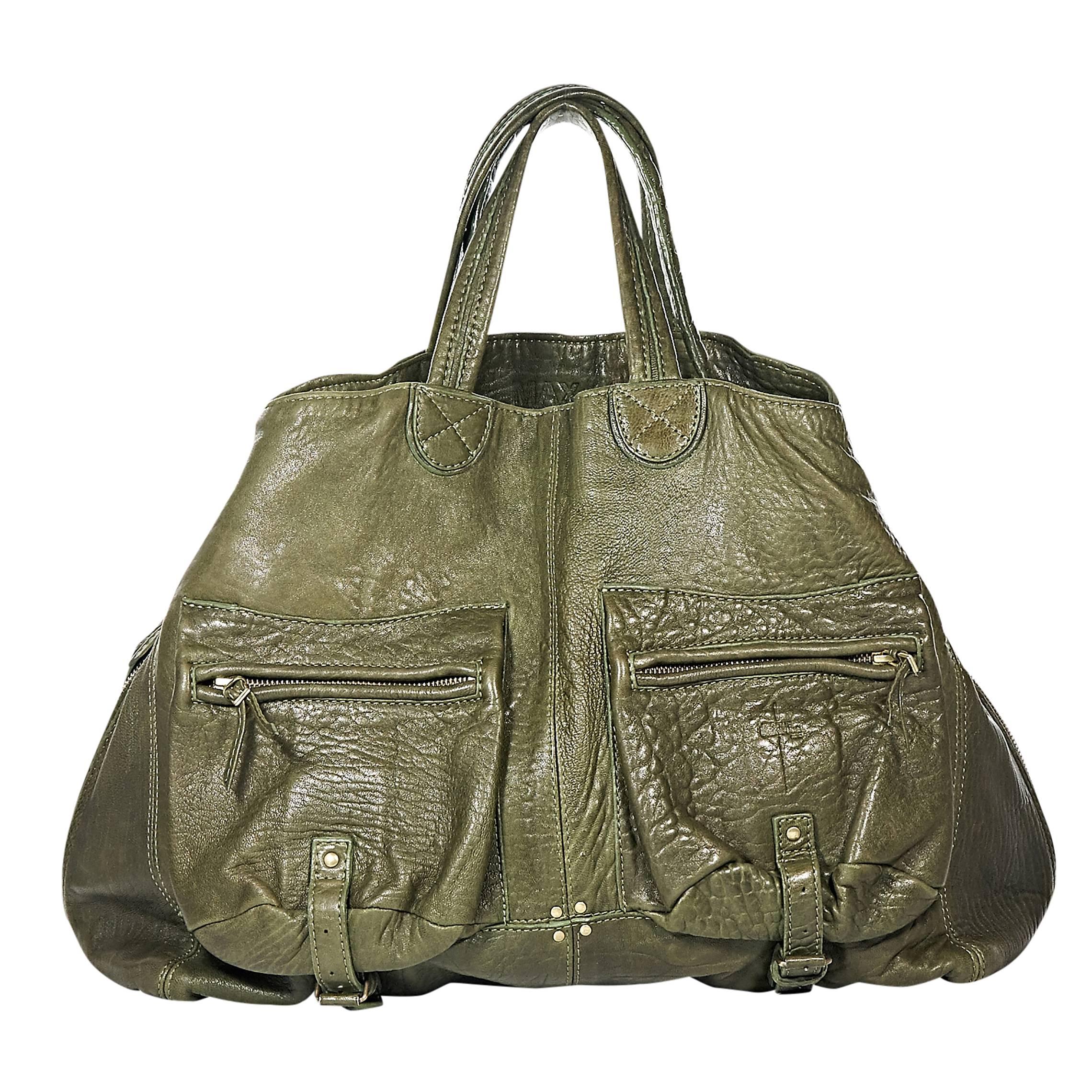 Green Jerome Dreyfuss Leather Jean Paul Tote Bag