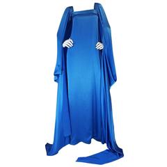A/W 1978 Christian Dior Numbered Haute Couture Blue Silk Dress 11