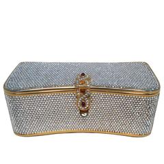 Judith Leiber Vintage Box Clear Swarovski Crystal Minaudiere Evening Bag Clutch