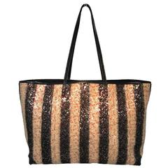 Fendi Striped Wool Sequin Limited Edition Shopper Tote