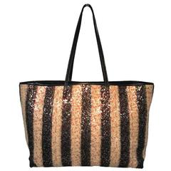 Fendi Striped Wool Sequin Limited Edition Shopper Tote 