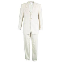 Gianni Versace Men's Cream Medusa Head Wool Jacquard Trouser Suit, 1990s 7