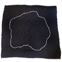 Saint Laurent Rive Gauche Black and White Silk Scarf/Wrap