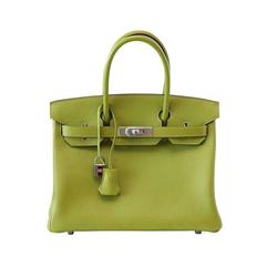 HERMES BIRKIN 30 Bag Vert Anis Chevre Palladium 11