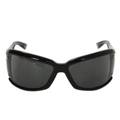 Balenciaga Black and Silvertone Sunglasses with Case
