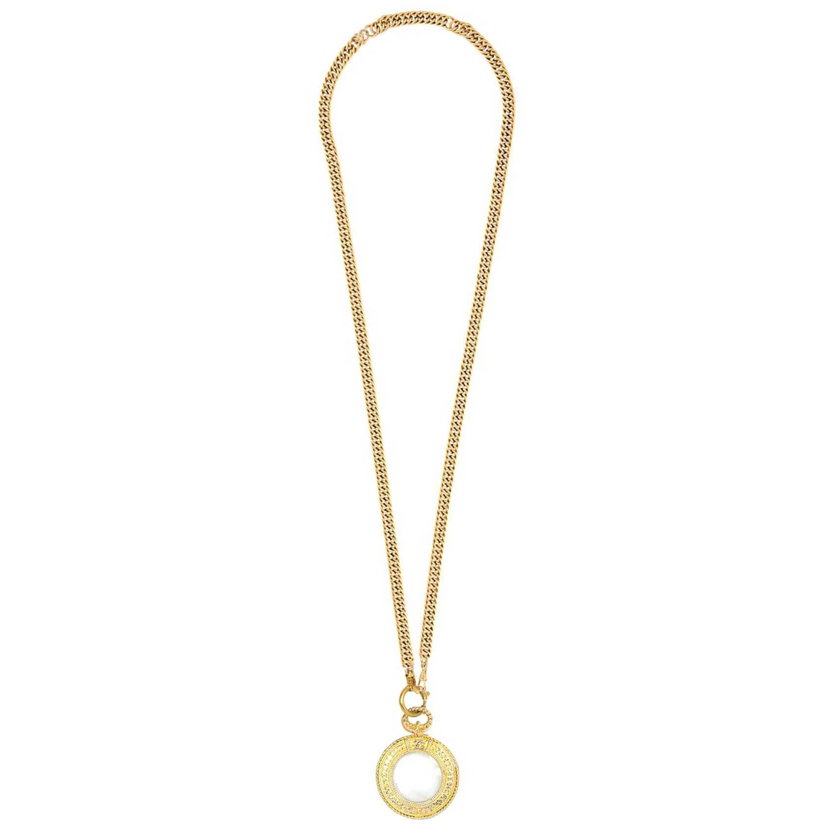 Chanel '70s Gold Magnifying Glass Pendant Necklace