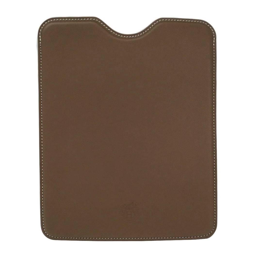 Hermes Brown Leather iPad Tech Accessory Carrying Case in Dust Bag