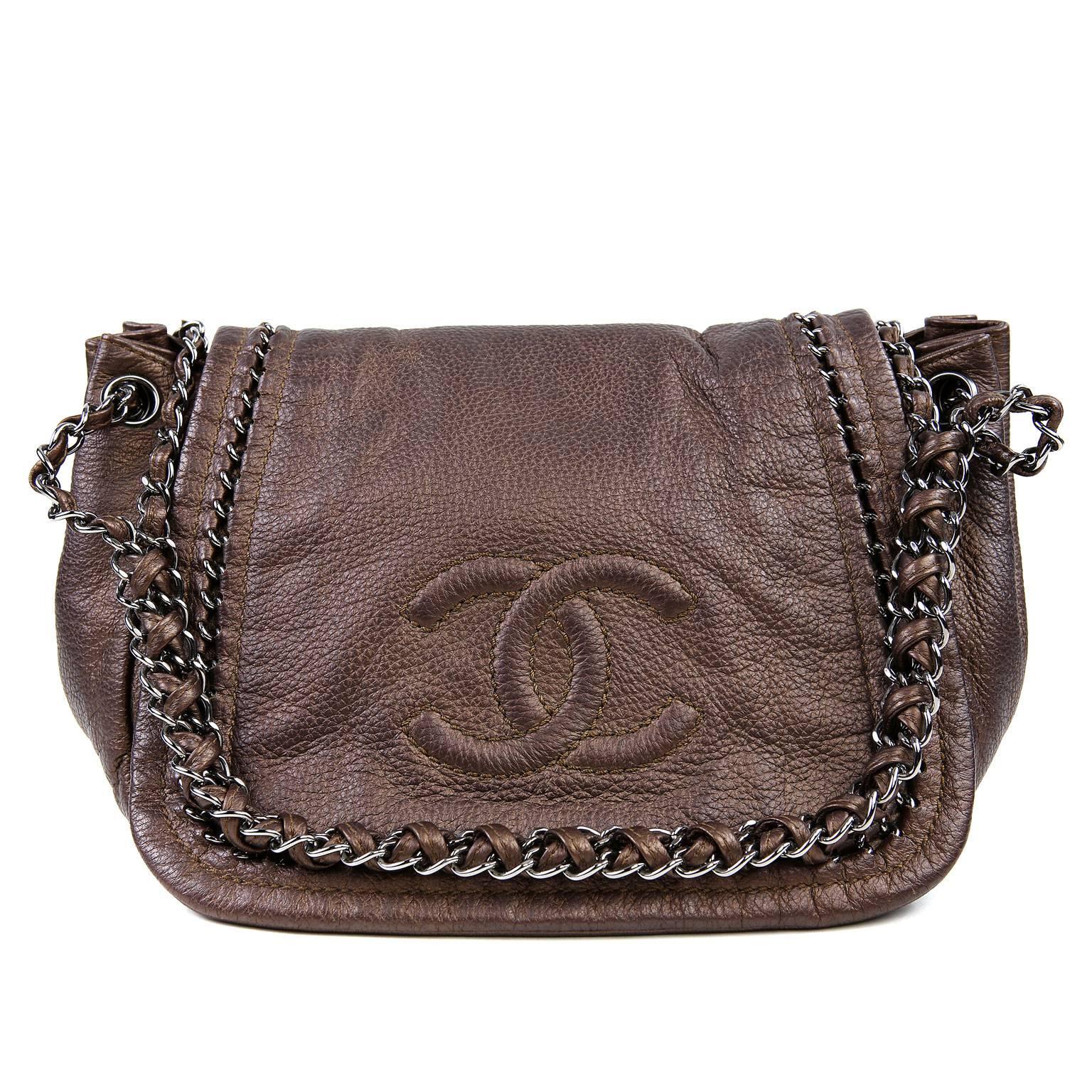 Chanel Copper Leather Accordion Messenger Flap Bag