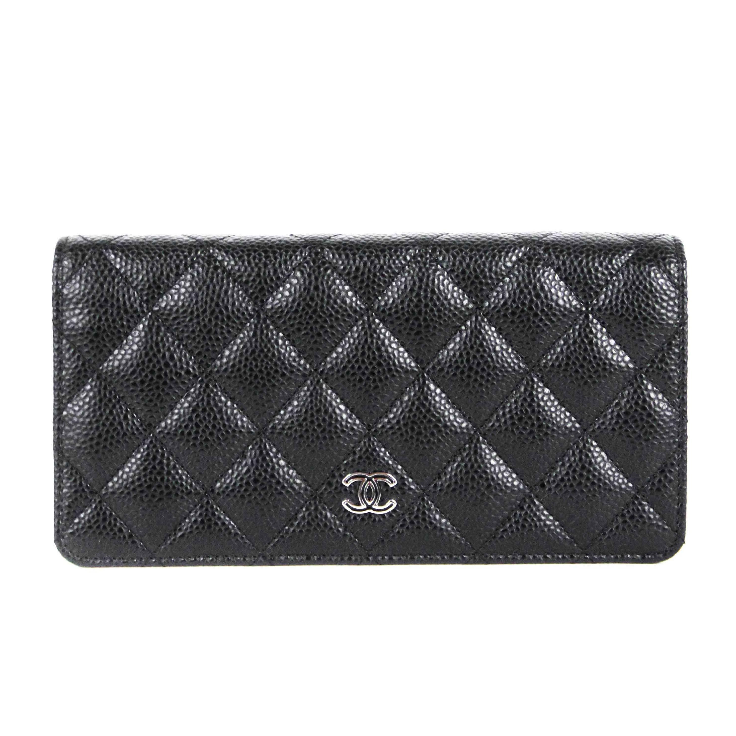 Chanel Quilted Caviar Long CC Wallet 