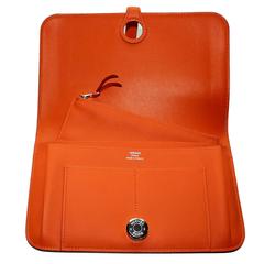 Brandnew Hermes Poppy Orange Dogon Duo Wallet And Change Purse 9