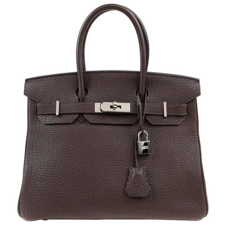 Hermès Chocolate Brown Fjord 30 cm Birkin Bag- PHW at 1stDibs | hermes ...