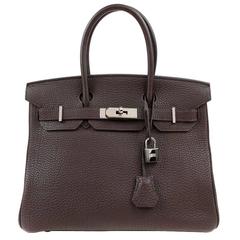 Hermès Chocolate Brown Fjord 30 cm  Birkin Bag- PHW