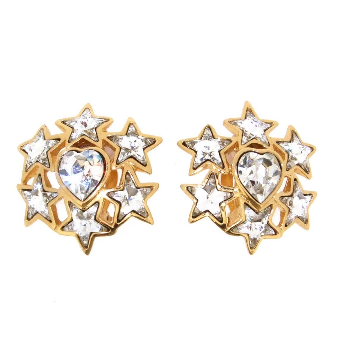 Yves Saint Laurent Crystal Star Earrings YSL