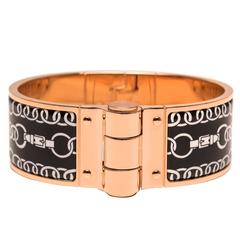 Hermes "Balades Equestres" Wide Printed Hinged Enamel Bracelet Medium