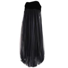 Jean Paul Gaultier Black Strapless Velvet & Tulle Evening Dress 6
