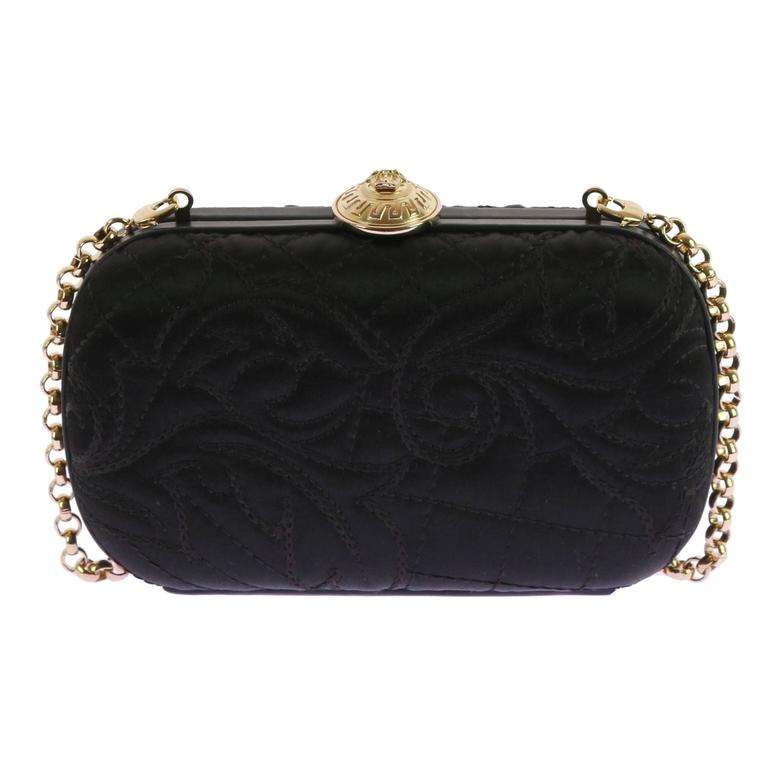 VERSACE Black Baroque Embroidered Bag Clutch For Sale at 1stdibs
