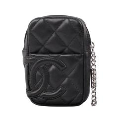 CHANEL Cambon Black QUILTED Leather CIGARETTE CASE Holder Zip POUCH