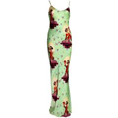Christian Dior by John Galliano Asian Print Crepe Silk Dress Gown 3