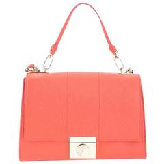 Leather Top Handle Handbag Orange Cross Body Bag