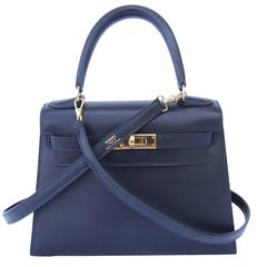 Noble1 Pte Ltd - Rare Preloved Hermes Kelly 20 Blue Glacier