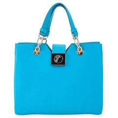 Pebble Leather Blue Tote Bag