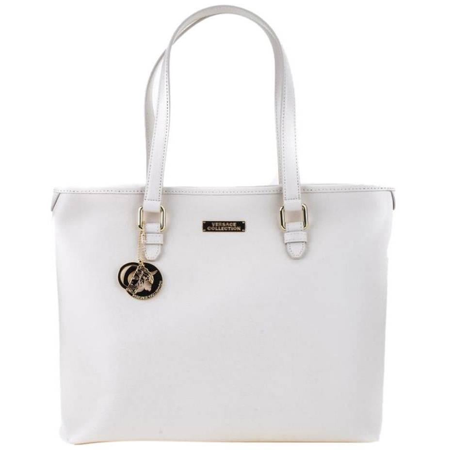 Leather White Tote Bag
