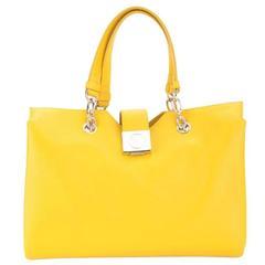 Pebble Leather Yellow Tote Bag