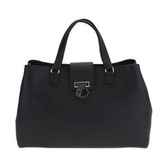 Versace Collection Pebbled Leather Handbag Black Satchel