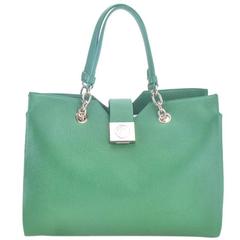 Pebble Leather Green Tote Bag